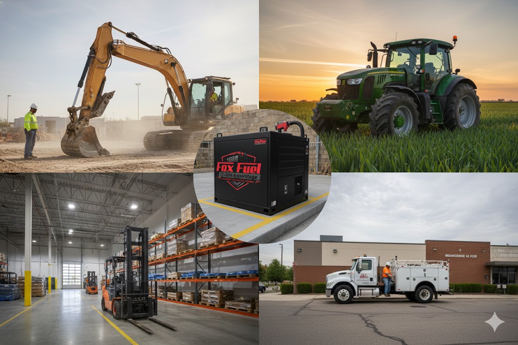 Fleet yard with vehicles and fuel tank